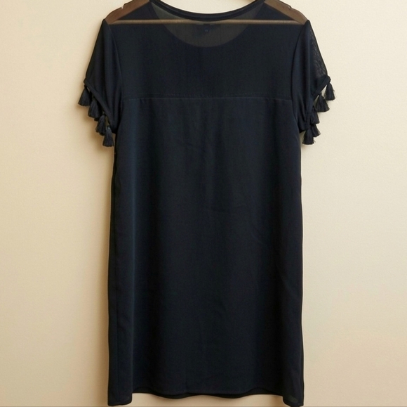 Lulus Iced Latte Black Tassel Sleeve Sheer Mini Dress Small - Picture 5 of 6